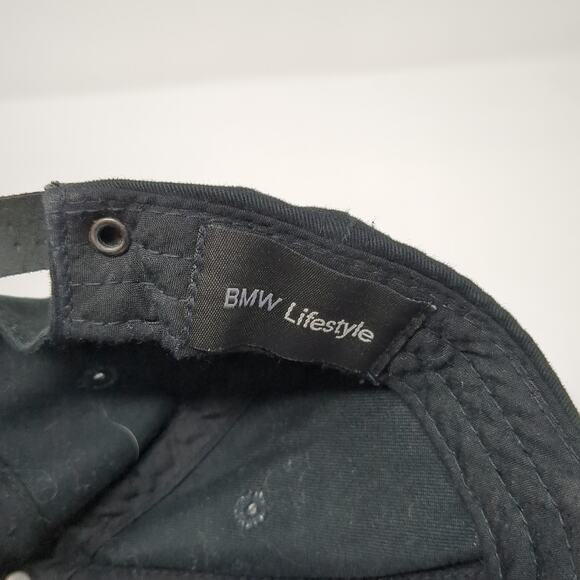 BMW Slideback Hat Black One Size Adjustable Embroidered Logo 6 Panel - Picture 9 of 9